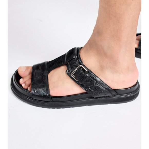 Dior Homme sandals shoes 43 US 10  black alligator crocodile CD buckle slides - Picture 2 of 11
